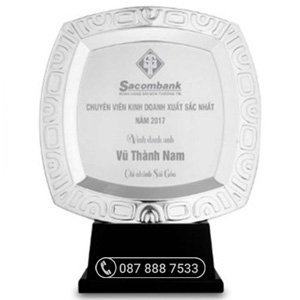 Bảng vinh danh đồng hình chữ nhật mạ bạc-KC-2041
