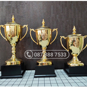 Cup kim loại vàng bóng đế gỗ - KC-4120