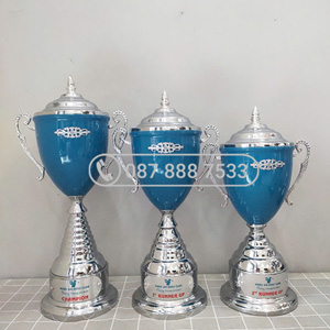 Cup kim loại bạc phối xanh dương - KC-4168
