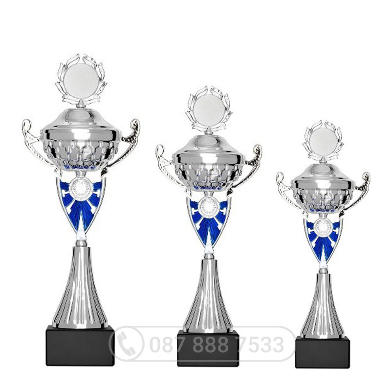 Cúp kim loại màu bạc - xanh dương - GTP-6017