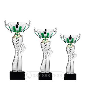 Cúp kim loại màu bạc - xanh lá - GTP-6025