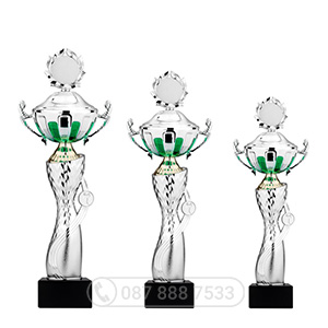 Cúp kim loại màu bạc - xanh lá - GTP-6026