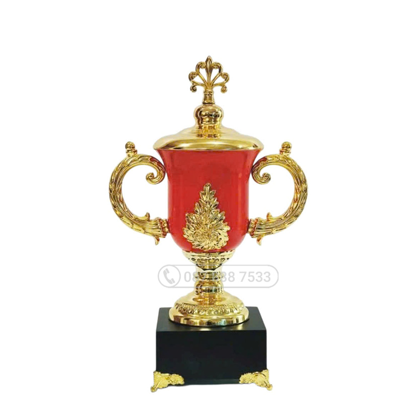 Cúp kim loại màu vàng - đỏ (gắn được đỉnh pickleball vàng bạc đồng) - PIC-2132