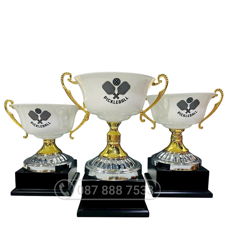 Cúp Pickleball kim loại màu vàng – trắng - PIC-2112