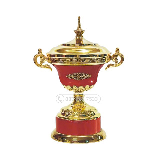 Cúp kim loại màu vàng – đỏ (gắn được đỉnh pickleball vàng bạc đồng) - PIC-2135