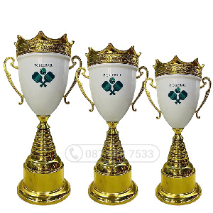 Cúp pickleball kim loại màu vàng – trắng (gắn được đỉnh pickleball) -PIC-2173