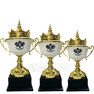 Cúp pickleball kim loại màu vàng – trắng (gắn được đỉnh pickleball) - PIC-2174