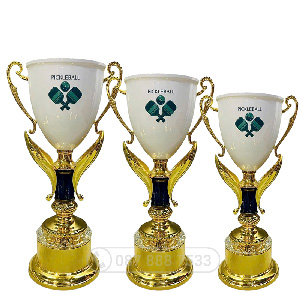 Cúp Pickleball kim loại màu vàng – trắng - PIC-2177
