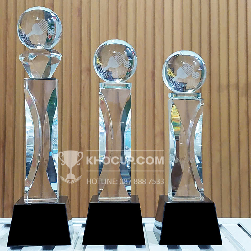   Cúp Pickleball pha lê thân trụ, bóng pickleball 3D - PIC-1110
