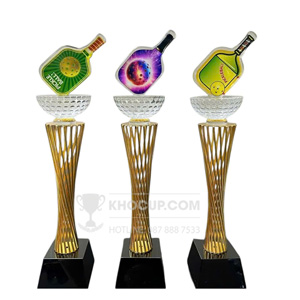 Cúp Pickleball thân kim loại, đỉnh pickleball pha lê - PIC-1118