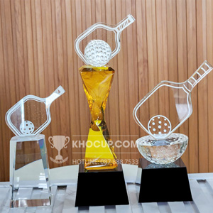 Cúp Pickleball pha lê thân màu vàng đồng - PIC-1109