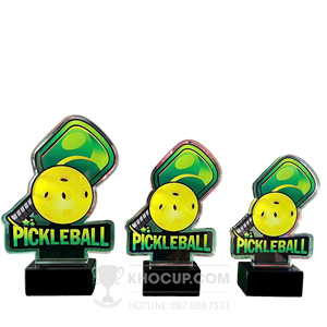 Cúp Pickleball pha lê, thân in màu theo thiết kế - PIC-1128