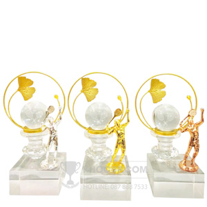 Cúp Pickleball thân kim loại màu vàng, icon pick - PIC-1505