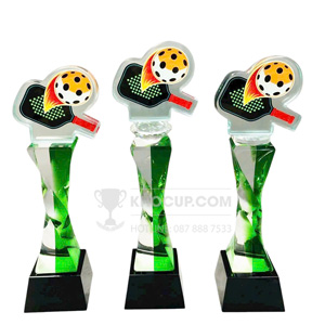 Cúp Pickleball pha lê thân màu xanh lá, đỉnh pick pha lê - PIC-1108